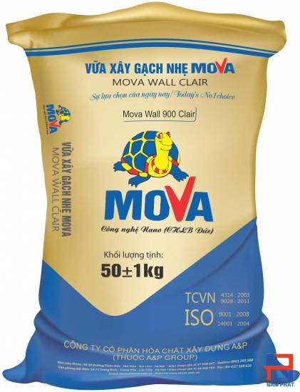 Vữa xây gạch không nung Mova Wall 900 Clair Mác 75#