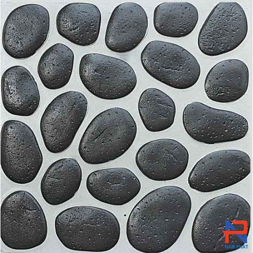 Gạch lát sân vườn lục giác đá suối hạt đen
