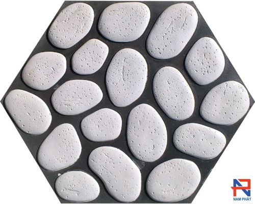 Gạch lát sân vườn lục giác đá sỏi trắng 