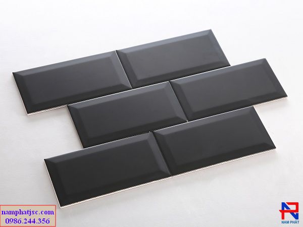 Gạch Trung Quốc màu xám đậm mờ vát cạnh 10x20cm