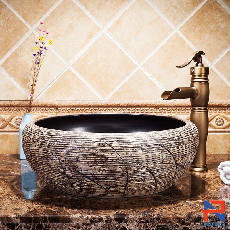 Lavabo Sứ Mỹ Thuật Cao Cấp NPSM033