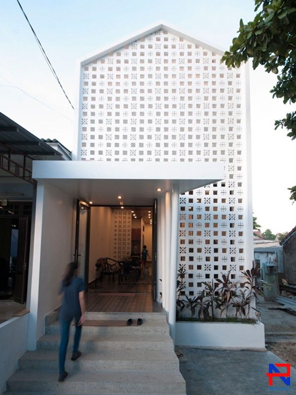 trang trí mặt tiền bằng gạch thông gió