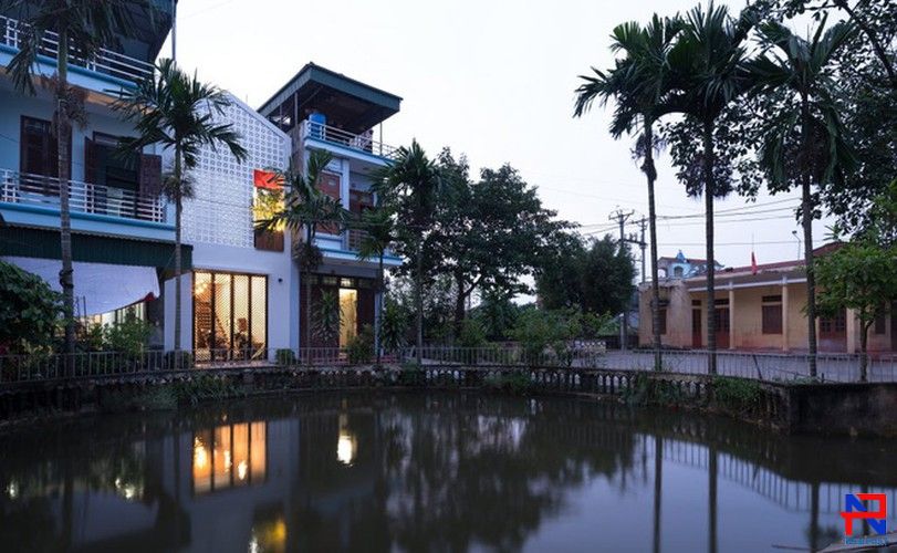 trang trí mặt tiền bằng gạch thông gió