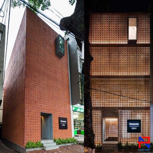 trang trí mặt tiền bằng gạch thông gió