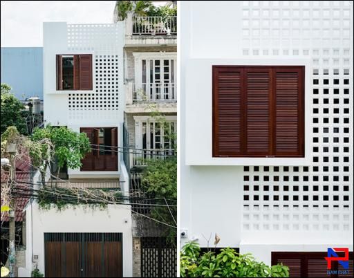 trang trí mặt tiền bằng gạch thông gió