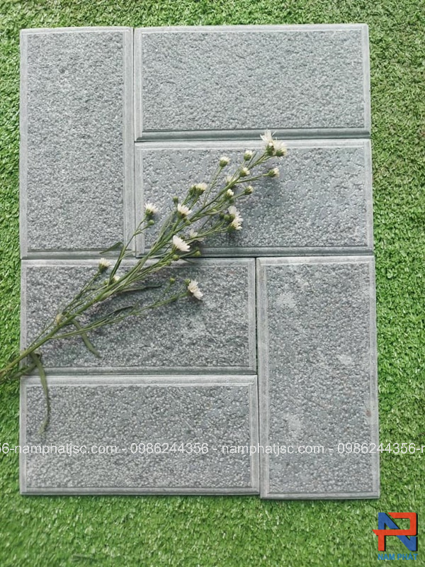 Đá xanh rêu băm mặt bo cạnh 10x20 cm ốp tường 