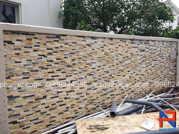 Đá ghép 3 màu ốp tường trang trí