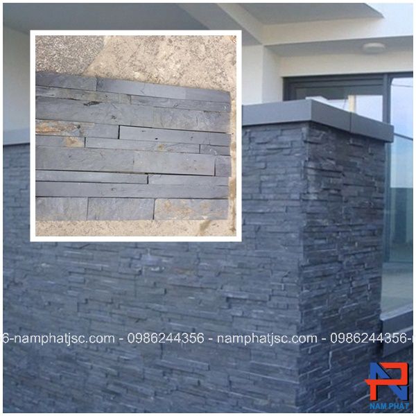 Đá ghép đen ghi Lai Châu ốp tường 