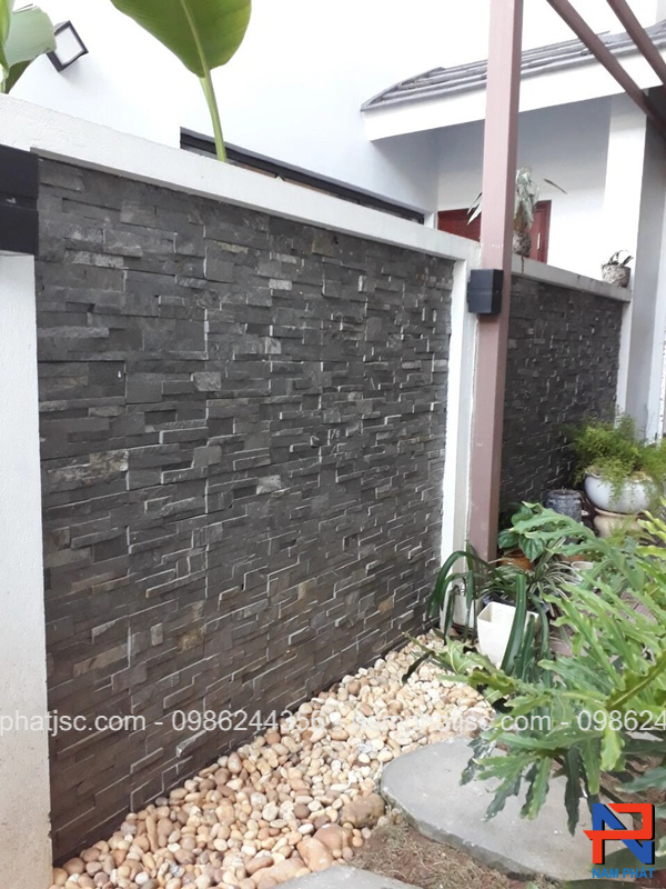 Đá ghép đen ghi Đà Nẵng ốp tường rào 