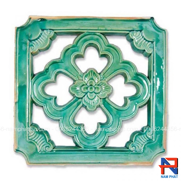 Gạch thông gió tráng men hình Hoa Roi 40x40 cm màu xanh lơ